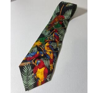 Rosetti Men's Silk Parrot Birds Tropical Hawaiian-Style Hand Made Necktie